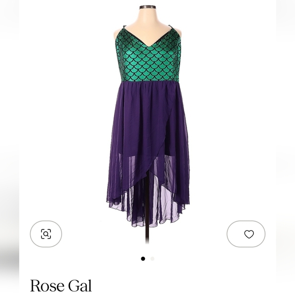 Rosegal Dresses & Skirts - Rosegal Green Scale-Print Bodice with Purple High-Low Skirt Dress